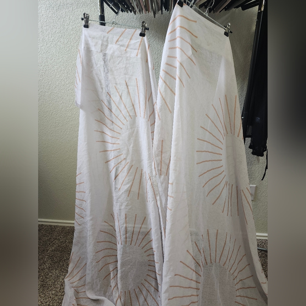 Society6 White and Tan Sunburst Curtains